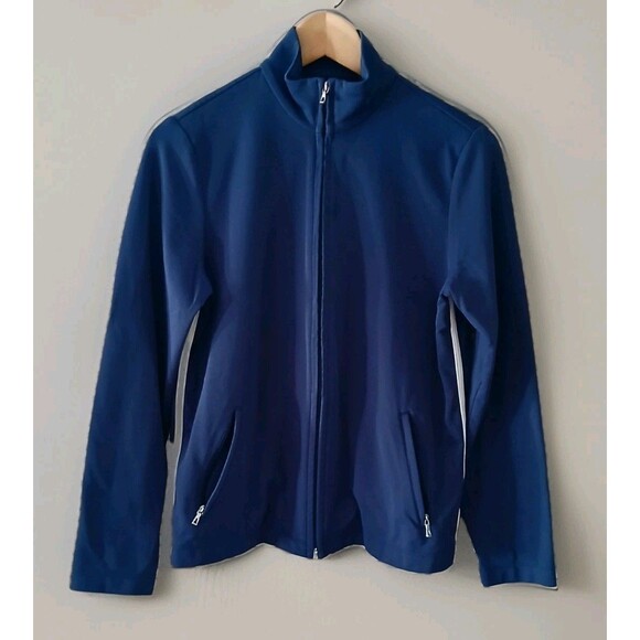 Lands' End Navy Track Jacket Sz 8-10 M Zip-Up Activewear Workout Performance - Picture 1 of 10